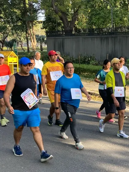 The group walking and cooling down after the run. It's a great time to chat and reflect on the event.