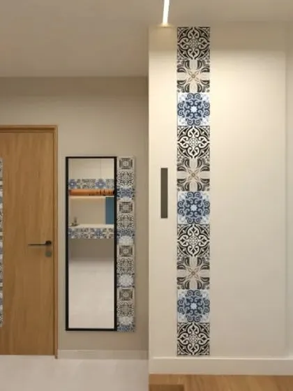 A concept for a compact kids' room using mosaic laminate to add character and color.