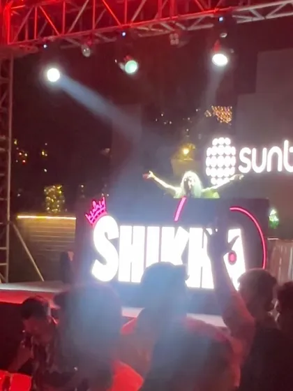 Another angle from my Sunburn set, with my name in lights on the console. A surreal moment, playing on one of India's biggest stages.