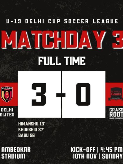 Our third consecutive win in the Delhi Cup Soccer League, a 3-0 victory on Matchday 3.