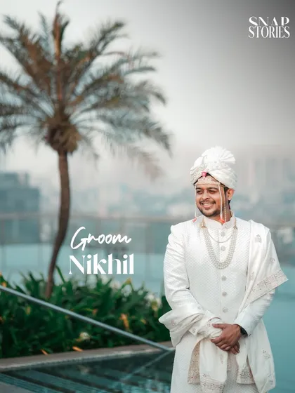 A stylish portrait of the groom against a city backdrop. We create modern and sophisticated groom portraits that complement any wedding style.