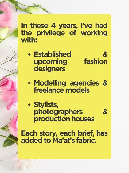 This graphic lists the diverse range of clients I have had the privilege to work with. My experience spans from emerging designers and freelance models to established production houses.