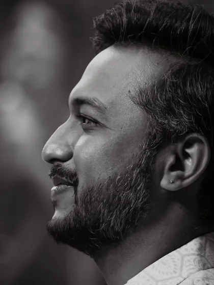 A candid moment captured during a performance. It reflects the inner state of being completely absorbed in the music.