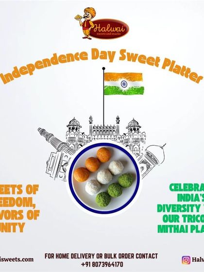 Celebrate India's diversity with our Tricolor Mithai Platter. These saffron, white, and green sweets are a delicious tribute to the spirit of Independence Day.