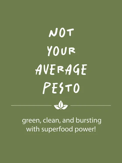 This is not your average pesto. My promise is a spread that is green, clean, and bursting with superfood power, making healthy eating delicious and easy.