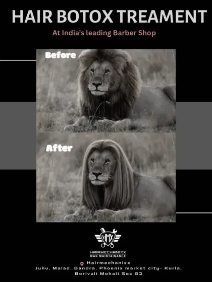 Even the king of the jungle needs a little help with frizz. Our Hair Botox treatment can tame the wildest manes, leaving them sleek and smooth. It's a unisex service for anyone wanting flawless hair.