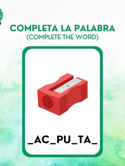 Can you guess the Spanish word for sharpener? The word is '_AC_PU_TA_'.