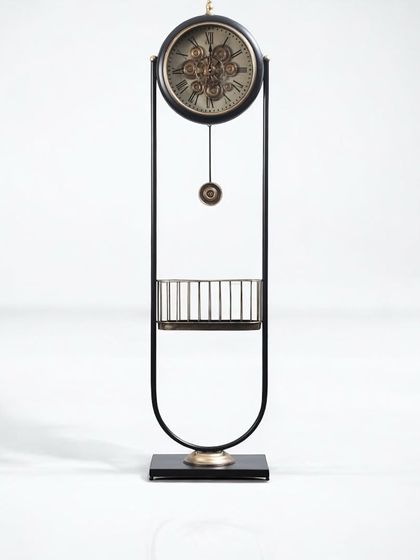 The Arcadia luxury designer pendulum clock redefines standing clocks with its bold design. The black and gold finish and swinging pendulum add a touch of drama and sophistication to any interior.