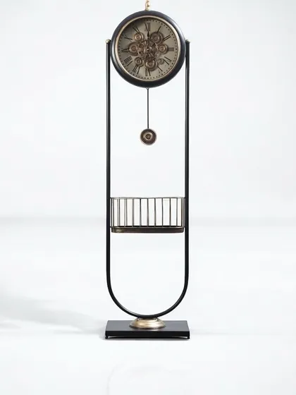 The Arcadia luxury designer pendulum clock redefines standing clocks with its bold design. The black and gold finish and swinging pendulum add a touch of drama and sophistication to any interior.