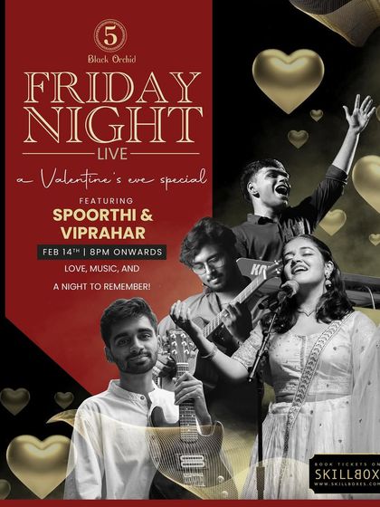 The official poster for our Valentine's Day special performance at Black Orchid. We love creating themed shows that celebrate special occasions with music and love.