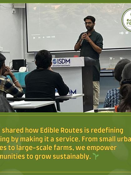 I explained how Edible Routes is redefining farming by making it a service. We empower communities to grow sustainably, from small urban spaces to large-scale farms.