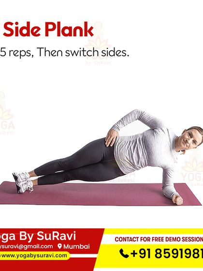 The Side Plank is a key exercise in our Yoga and Kickboxing combo, helping to build oblique strength and stability.