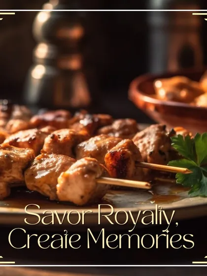Savor royalty, create memories. This is the core of my philosophy. Every dish, like these succulent chicken skewers, is crafted to provide a taste of luxury and help create moments you will always treasure.