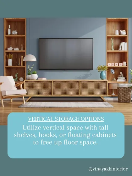 Small Space Tip: Utilize vertical storage. Tall shelves, hooks, and floating cabinets draw the eye upward and free up valuable floor space, making the room feel larger.