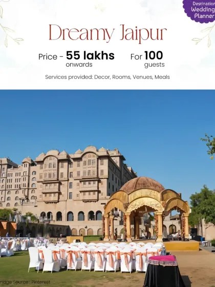 A royal mandap setup in front of a majestic palace in Jaipur. This is how I work with grand venues to create a wedding that feels truly regal and timeless.