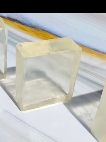 The clarity of this handmade soap base allows for stunning visual effects with embeds and colors.