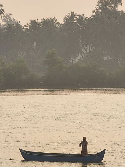 The misty, tranquil backwaters of the Konkan coast at dawn. This is the peaceful scenery that greets you on our rides.