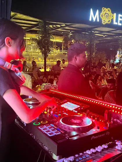 Another angle from my Bollywood night at Molecule in Gwalior. The open-air setting combined with the red lighting created such a cool atmosphere for a party.