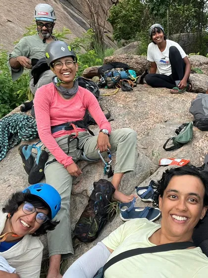 The happy faces of the Talai Betta route development crew. Countless weekends and a lot of hard work went into opening up this amazing new multi pitch area.
