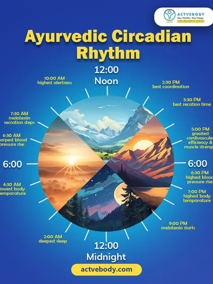 Live in Sync with Nature's Clock. Did you know your body has an internal clock? Ayurveda calls this the Circadian Rhythm. Understanding this daily cycle helps you know the best times to eat, sleep, work, and rest for optimal energy and health. I use this wisdom to create personalized lifestyle plans that work with your body, not against it.
