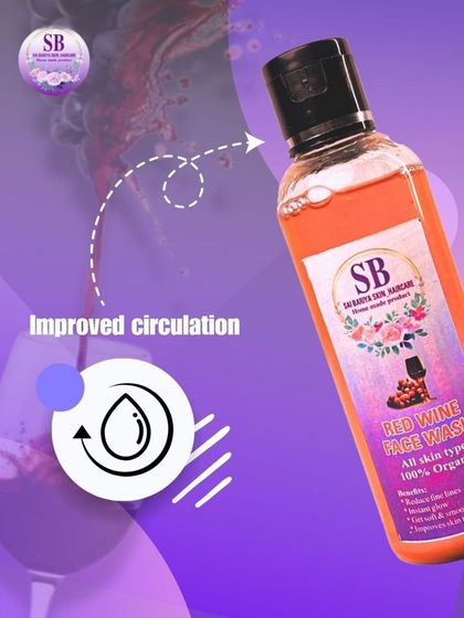 This graphic highlights how the Red Wine Face Wash improves circulation, a key factor in achieving healthy and glowing skin.