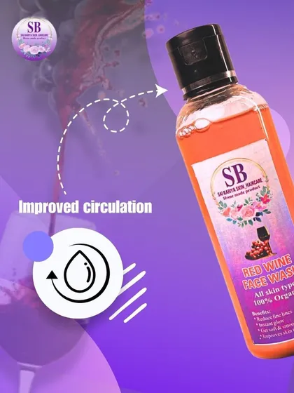 This graphic highlights how the Red Wine Face Wash improves circulation, a key factor in achieving healthy and glowing skin.