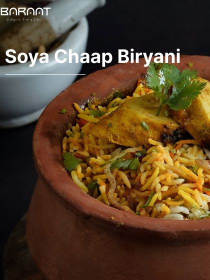 Our Soya Chaap Biryani is a delightful and protein-packed vegetarian twist on the classic dish, cooked in a traditional clay pot.