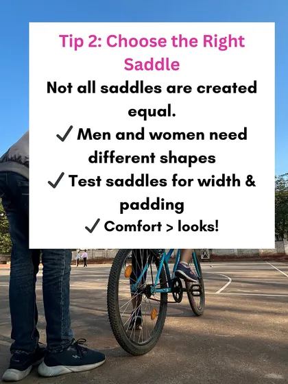 Not all saddles are the same. I guide my clients on how to choose the right saddle, considering factors like width, padding, and gender specific designs to maximize comfort.