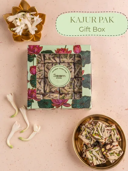 Not your everyday mithai, my Khajur Pak is rich, wholesome, and full of love. Crafted with premium dates and loaded with dry fruits, it’s a timeless treat wrapped in tradition.