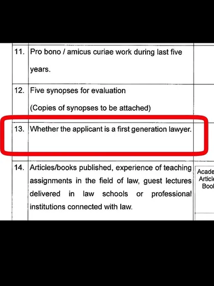 The Supreme Court's new guidelines for Senior Advocate designation now include an option to state if you are a first-generation lawyer. This is a huge step, as starting a practice without a family background in law is a herculean task.