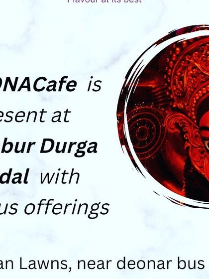 Announcing my presence at the Chembur Durga Pandal. I love being part of community celebrations and offering delicious food to add to the festive joy.