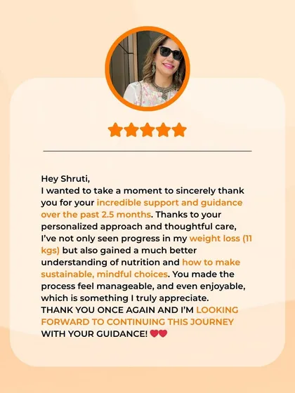 Here is the wonderful feedback from the client who lost 11 kilos. She highlights how the process was manageable and even enjoyable, which is always my goal for every person I work with.