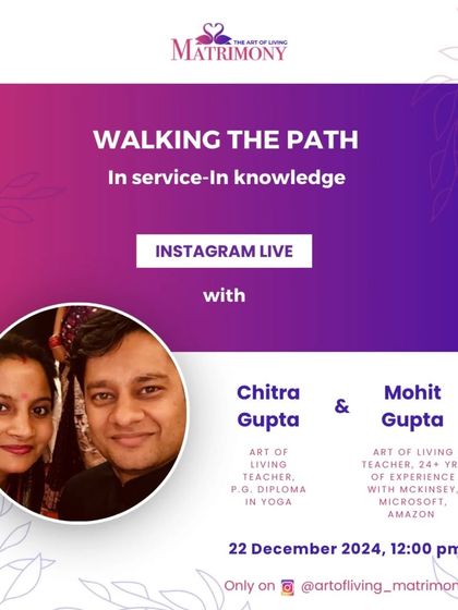 Art Of Living Matrimony - Matrimony & Matchmaking Community Conversations: Online Events & Workshops photo 6