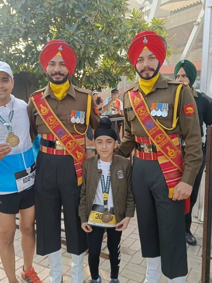 A memorable photo with my student and respected army soldiers at the Honour Run.
