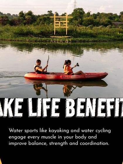 Lake life has its benefits. Water sports like kayaking and water cycling engage your whole body and improve balance.
