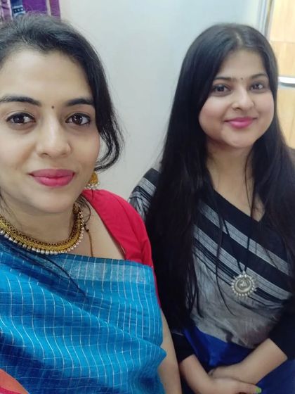 A candid moment between us at one of our exhibitions. We believe in being perfectly imperfect and supporting each other through every step of this entrepreneurial journey.