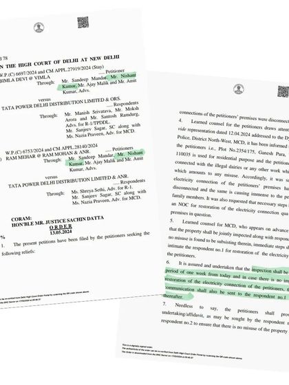 This order is another example of successfully getting a client's electricity restored. I handle writ petitions in the High Court to ensure government bodies and companies cannot misuse their power.