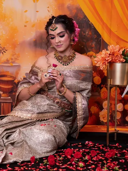 A beautiful, artistic shot from a photoshoot, where the model is wearing my antique jewellery.