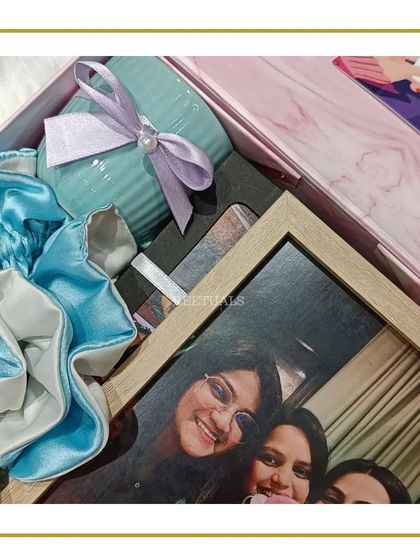 A closer look inside the lilac-themed birthday box.