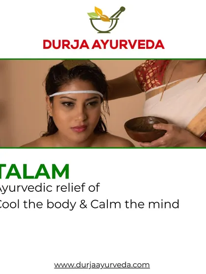 Talam is a therapy where a paste of medicated herbs is applied to the crown of the head. It is excellent for cooling the body, calming the mind, and reducing anxiety.