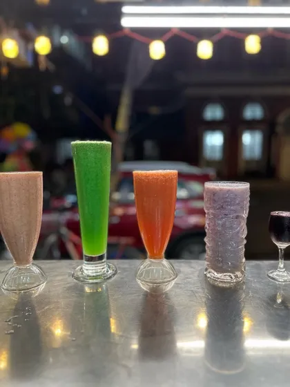 I offer a variety of refreshing juices, including green juice, grape juice, and melon juice. They are all freshly made and delicious.