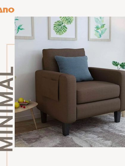 A minimal, comfortable single-seater sofa in a versatile brown fabric. Its compact size and simple design make it an excellent choice for smaller living rooms or as part of a larger seating arrangement.