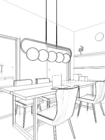 The same dining room scene, but this time using Lumion's 'sketch' effect. This is a great tool for creating conceptual, hand-drawn style images for the early stages of a design project.