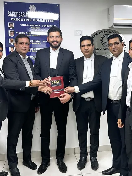 Here I am presenting my law entrance book to the Vice-President of the Saket Bar Association, Sh. Vikram Chaudhary, and other members. Sharing this resource with the legal community is essential to its purpose of helping more students enter the profession.