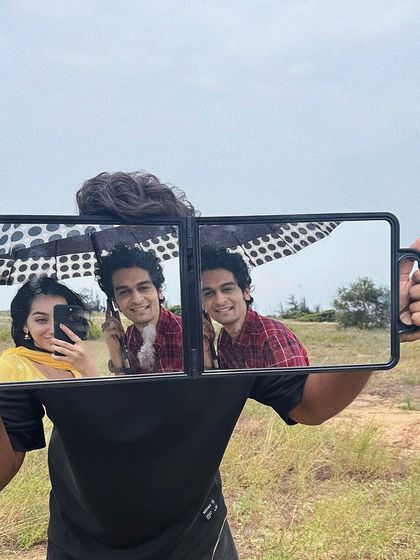 A creative selfie taken on the set of 'Phir Kabhi'. We were having fun with reflections and angles between shots.