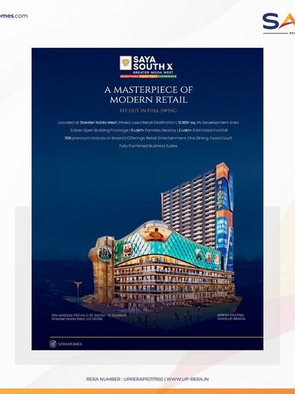 This image shows our advertisement for Saya South X, "A Masterpiece of Modern Retail," as featured in Forbes. This highlights our commitment to creating world-class commercial projects.