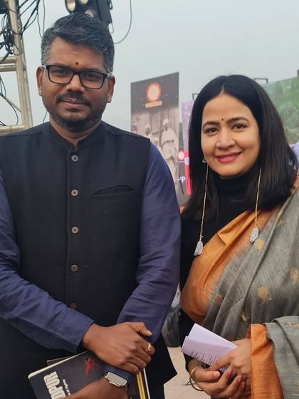 With Bhasha Sumbli, who played Sharda Pandit in "The Kashmir Files," at the memorial event. Her performance brought a painful truth to the screen.