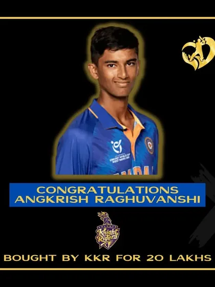 Another one of our players makes it to the big league. Congratulations to Angkrish Raghuvanshi on being selected by the Kolkata Knight Riders for the IPL.