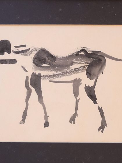 A miniature sketch by Ganesh Pyne, a 'Mini Master' featured in our exhibition, offering an intimate look at the artist's process.