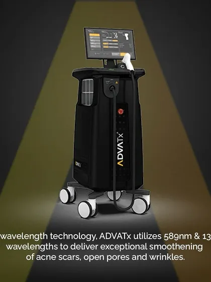 The dual-wavelength technology of ADVA Tx is key to its success. It utilizes both 589nm and 1319nm wavelengths to effectively smooth acne scars, open pores, and wrinkles.